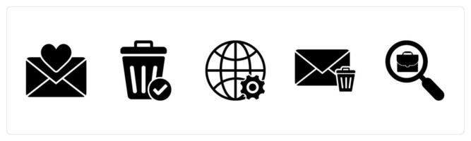 A set of 5 business icons as favorite message, trash bin, global setting vector