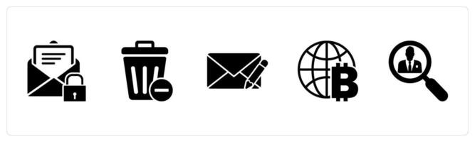 A set of 5 business icons as email protection, recycle bin, edit message vector