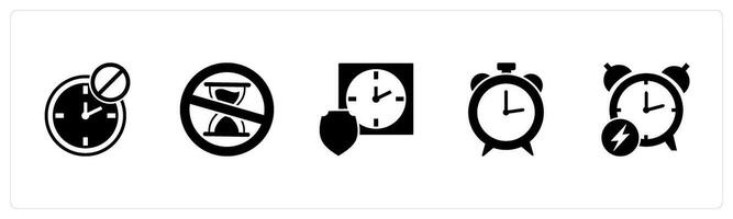 A set of 5 business icons as clock prohibited, no patience, time security vector