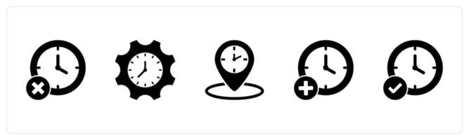 A set of 5 business icons as out of time, time management, time location vector