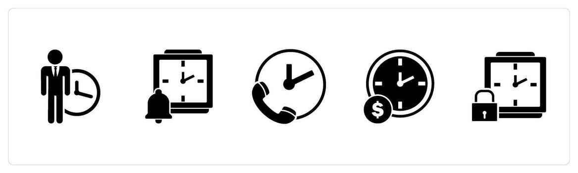 A set of 5 business icons as punctuality, time notification, call on time vector