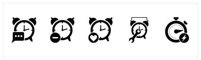 A set of 5 business icons as message alarm, reduce time, favorite clock vector