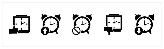A set of 5 business icons as dislike time, up time, time prohibited vector