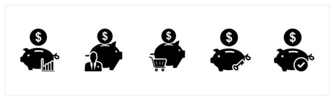 A set of 5 business icons as revenue banking, bank owner, online shopping vector