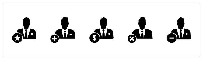 A set of 5 business icons as star employee, add user, accountant vector
