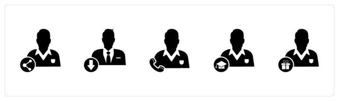 A set of 5 business icons as share owner, download profile, business call vector