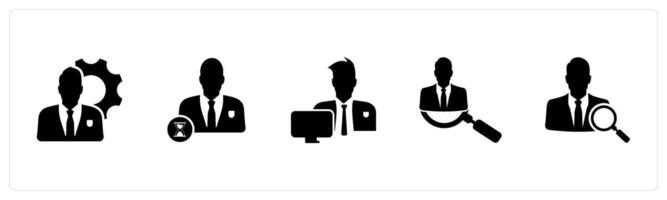 A set of 5 business icons as business management, time management, office work vector