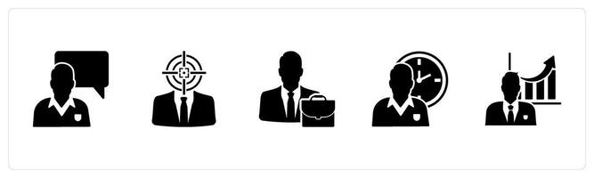 A set of 5 business icons as business conversation, business target, business portfolio vector