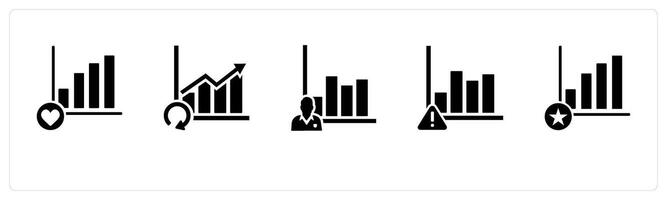 A set of 5 business icons as favorite graph, update graph, graph owner vector