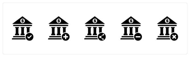 A set of 5 business icons as approve bank, add bank, bank share vector