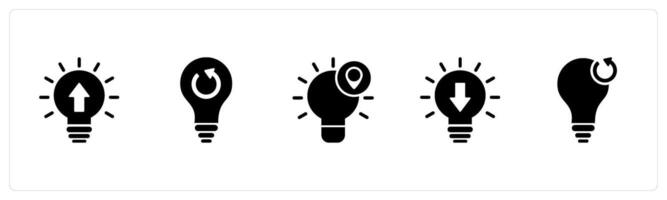 A set of 5 business icons as innvovation, refresh idea, idea location vector