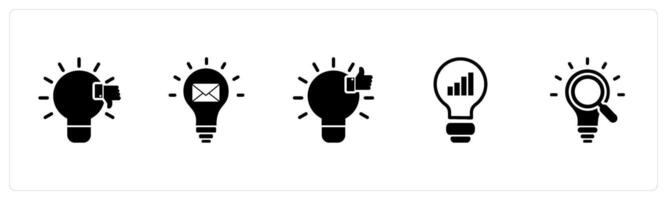 A set of 5 business icons as dislike idea, message idea, like idea vector