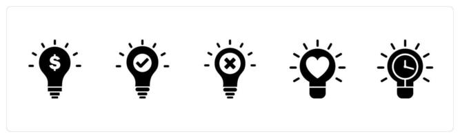 A set of 5 business icons as financial idea, approve idea, wrong idea vector