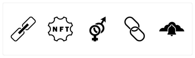 A set of 5 business icons as link, nft, gender vector
