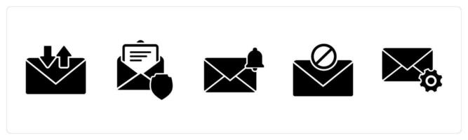 A set of 5 business icons as message, message security, message notification vector