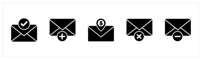 A set of 5 business icons as right message, add message, finance message vector