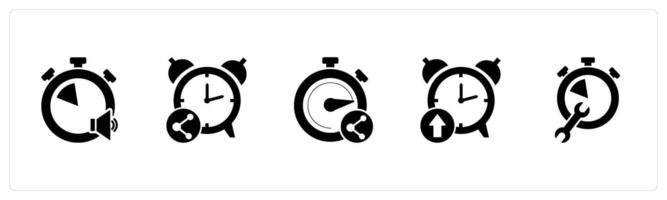A set of 5 business icons as speaker time, share time, up time vector