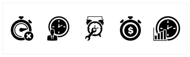A set of 5 business icons as wrong time, time management, time settings vector