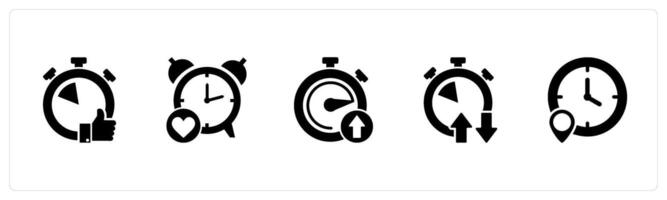 A set of 5 business icons as like time, favorite clock, up time vector