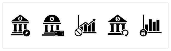 A set of 5 business icons as fast banking, online banking, graph prohibited vector