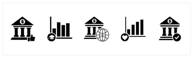 A set of 5 business icons as like graph, education graph, global banking vector