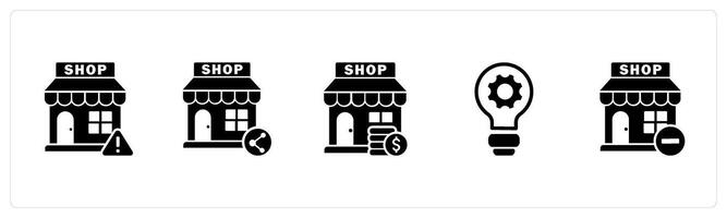 A set of 5 business icons as store maintenance, share store, revenue store vector