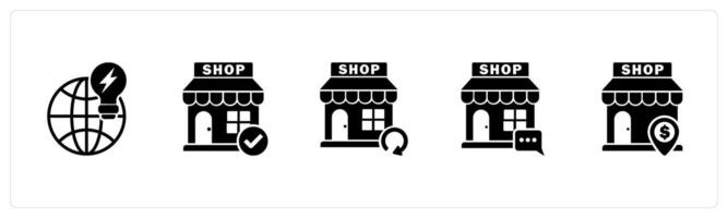 A set of 5 business icons as generate idea, approve store, update store vector