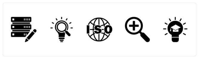 A set of 5 business icons as edit server, search idea, iso vector