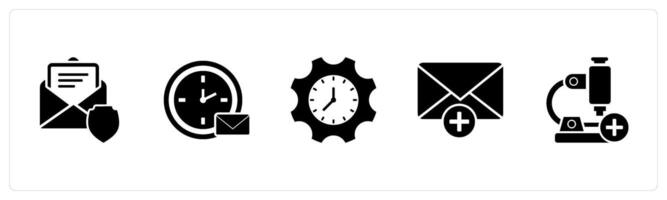 A set of 5 business icons as message security, message on time, time management vector
