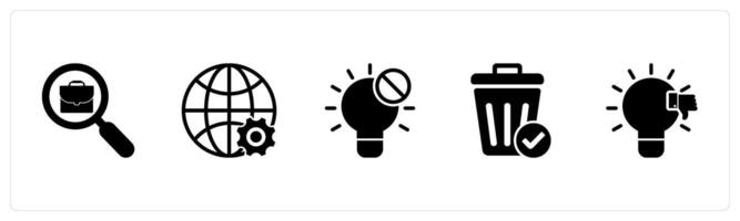 A set of 5 business icons as search portfolio, global setting, idea vector