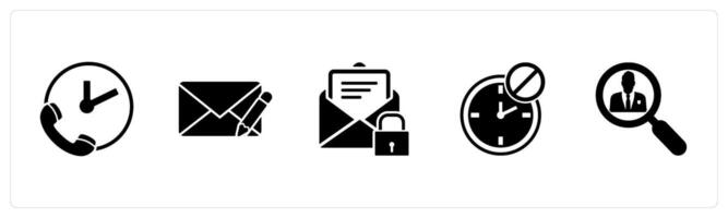 A set of 5 business icons as call on time, edit message, email protection vector