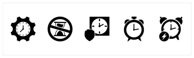 A set of 5 business icons as time management, no patience, time security vector