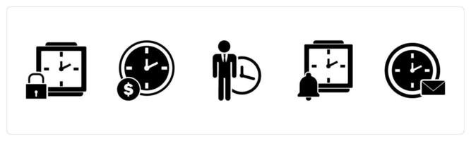 A set of 5 business icons as time security, time is money, punctuality vector
