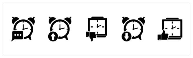 A set of 5 business icons as message alarm, up time, like time vector