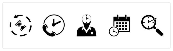 A set of 5 business icons as sandglass, call on time, time management vector