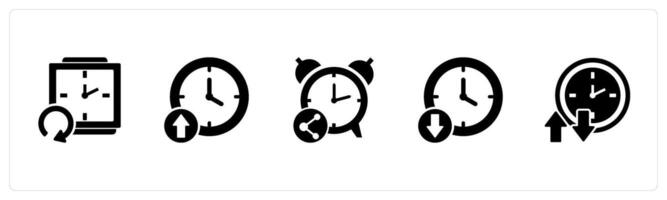A set of 5 business icons as refresh time, up time, share time vector