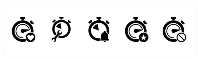 A set of 5 business icons as favorite time, time settings, time notification vector