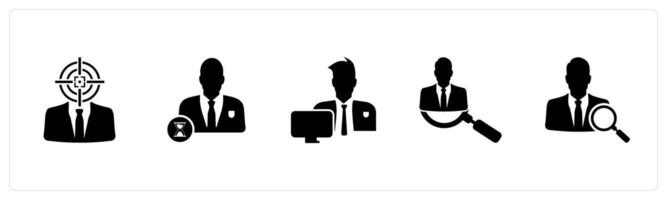 A set of 5 business icons as business target, time management, office work vector