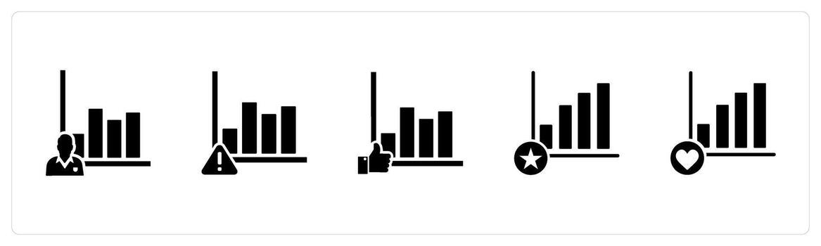 A set of 5 business icons as graph owner, graph maintenance, like graph vector