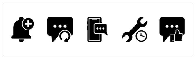 A set of 5 Contact icons as add notification, refresh message, mobile message vector