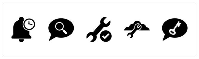 A set of 5 Contact icons as time notification, search message, repair vector