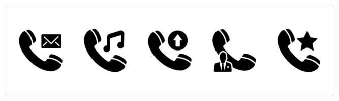A set of 5 Contact icons as call message, music call, pick call, vector