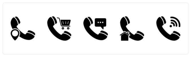 A set of 5 Contact icons as call location, shopping call, call message vector
