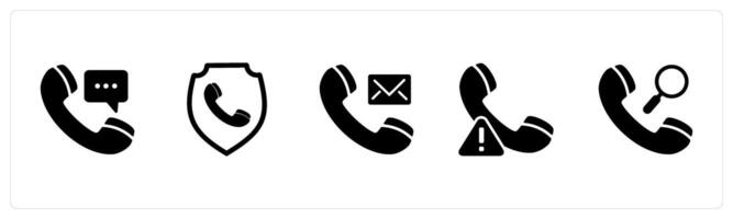 A set of 5 Contact icons as call message, call security, call message vector