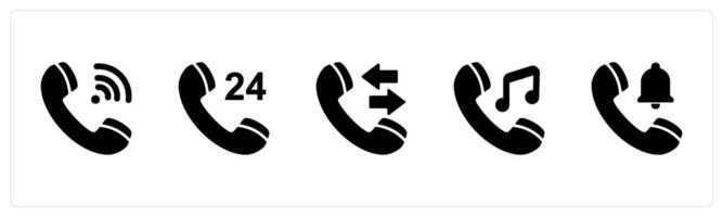 A set of 5 Contact icons as wifi call, 24x7 call, synchronize call vector