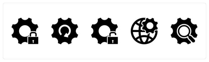 A set of 5 Contact icons as setting protection, global setting, setting protection vector