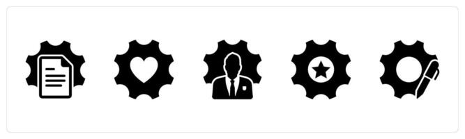 A set of 5 Contact icons as page settings, favorite setting, business management vector