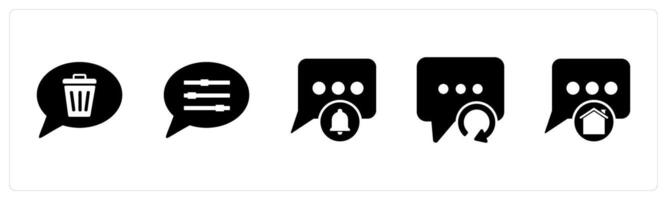 A set of 5 Contact icons as remove message, message settings, message notification vector