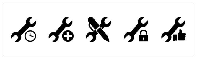 A set of 5 Contact icons as time setting, add setting, edit setting vector