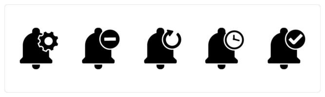 A set of 5 Contact icons as notification setting, wrong notification, refresh notification vector